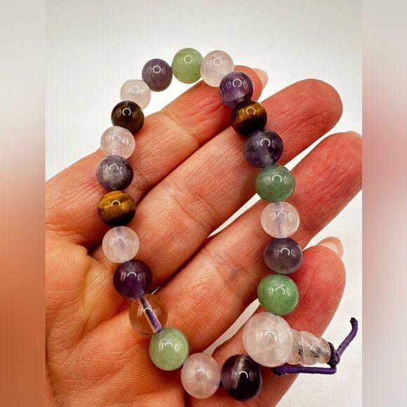 Multi-gemstone 9mm round beaded stretchy bracelet! - Picture 8 of 10